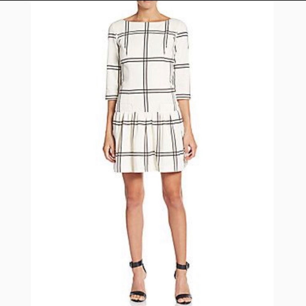 Red Saks Fifth Avenue Plaid Sheath Drop Waist Dress Size Women’s 6